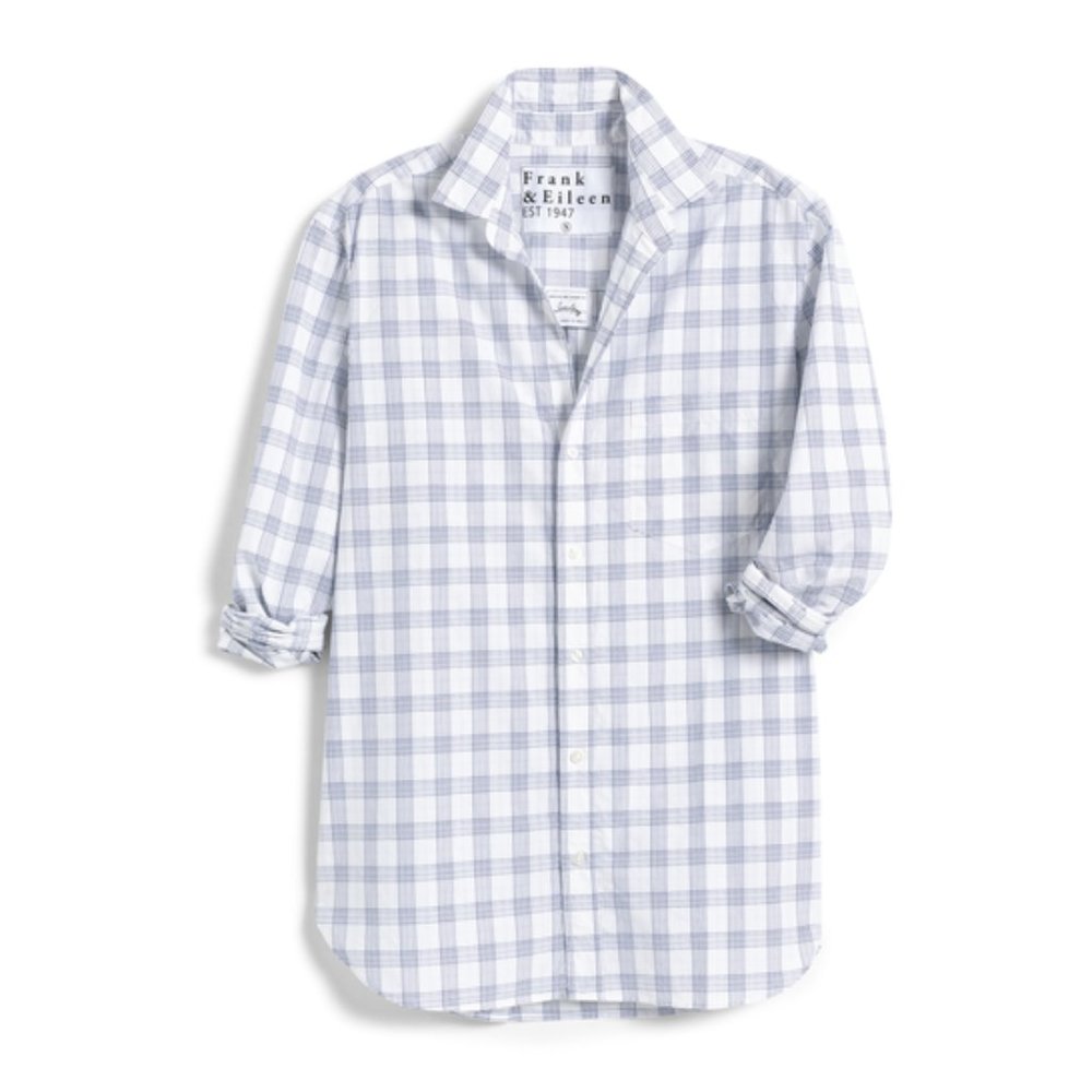 Frank & Eileen JOEDY Button-Up Shirt - Textured Blue Plaidt